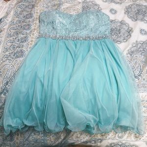 Deb Turquoise Short Strapless Dress